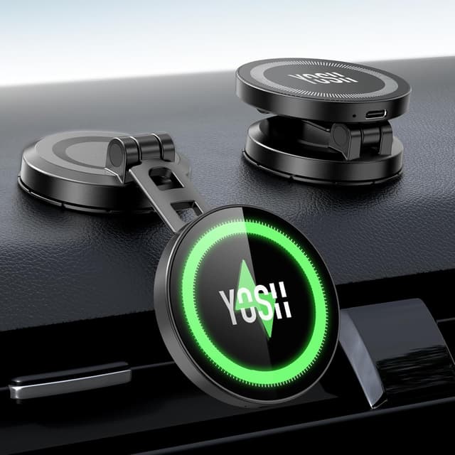 Detalle de YOSH for Magsafe Car Mount Charger (15W) – Sticky Dashboard Wireless Car Charger with N55 Folding Magnetic Holder