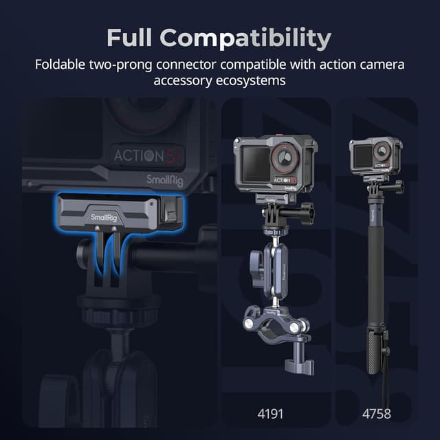 Detalle de SMALLRIG 3662 : support adaptateur magnétique pour DJI Osmo Action 4/3 avec connecteur pliable et filetage 1/4