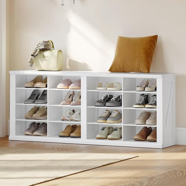 Imagen de Hzuaneri Banc à Chaussures 16 Compartiments blanc SB24603X en OfertitasTOP