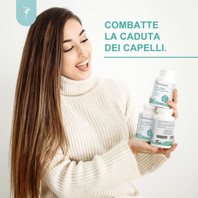 Detalle de SanaExpert Haar Forte integratore vegano per capelli e unghie con biotina, zinco e selenio (120 capsule)