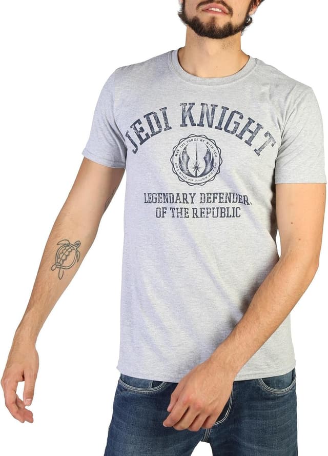 Detalle de Star Wars Men’s Jedi Knight Collegiate T-Shirt (Official Licensed 90% Cotton/10% Polyester)