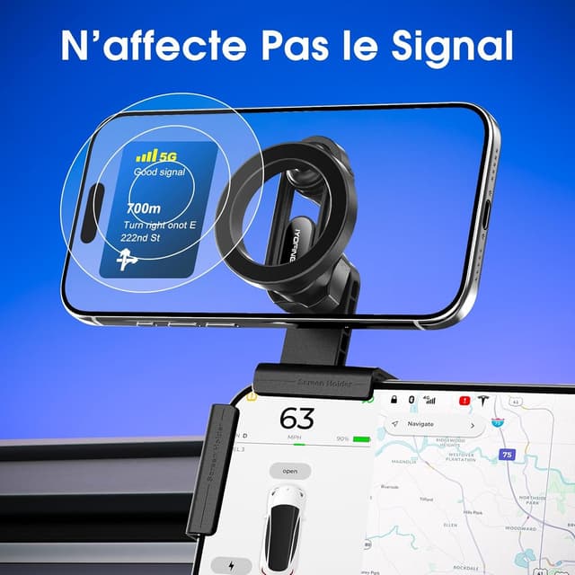 Thumbnail 6 de IYOFINE M2026 Tesla Phone Mount (No-Glue) with MagSafe Magnetic Dash Holder