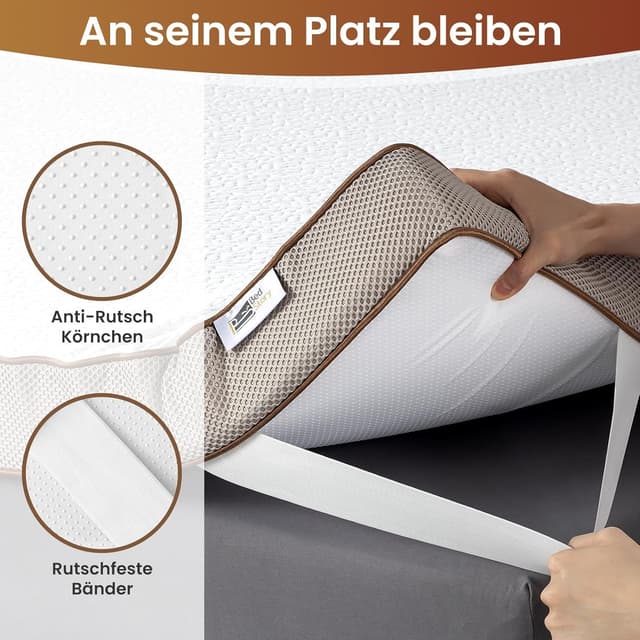Detalle de BedStory 10 cm Topper 180x200 cm H3/H4 mit Gel Memory Foam & Kaltschaum – kühlend, stützend, waschbarer Bezug