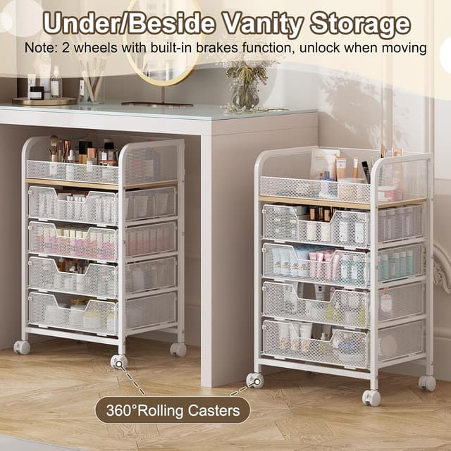 Thumbnail 3 de Hongtamoya Makeup Cart Organizer 4-Drawer White
