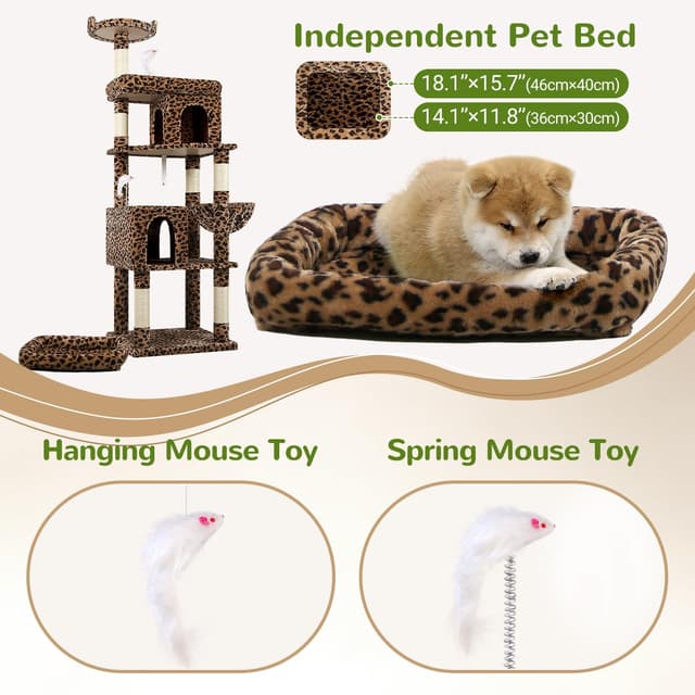 Detalle 2 de Globlazer Leoparden Kratzbaum XXL (S72) für große Katzen & Maine Coon, 183 cm