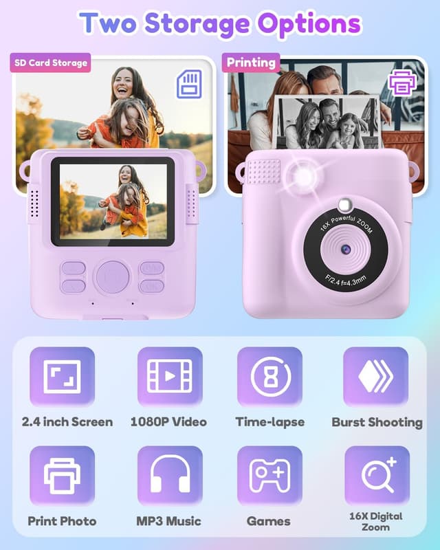 Detalle 2 de YORKOO Kids Camera 1080P with 32GB