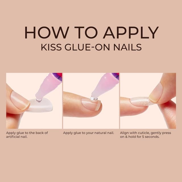 Detalle 2 de KISS Classy Premium Press On Nägel „Sophisticated“ – silbern schimmernde French Nägel in extra-langer Mandel-Coffin Form (30 Stück)