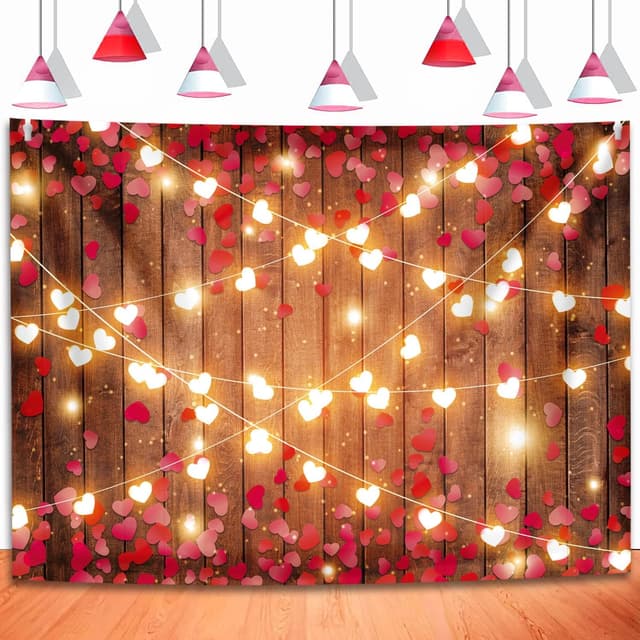 Detalle 2 de BINQOO 7x5ft Red Love Heart Photography Backdrop