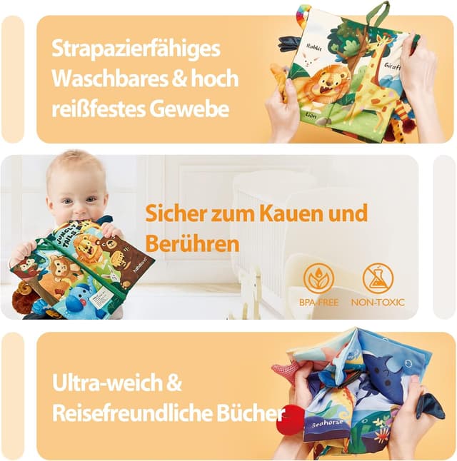 Detalle de hahaland Babybuch Stoffbuch 2er Set