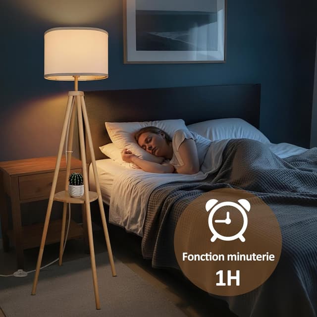 Detalle de YooShine Stehlampe für Wohnzimmer mit Ablage, dimmbar (2700K–6500K) und Fernbedienung