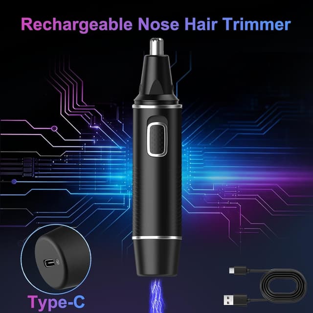 Detalle 2 de AREYZIN Nose Hair Trimmer for Men (Rechargeable 2-in-1 Ear & Nose Groomer, IPX7) — Black