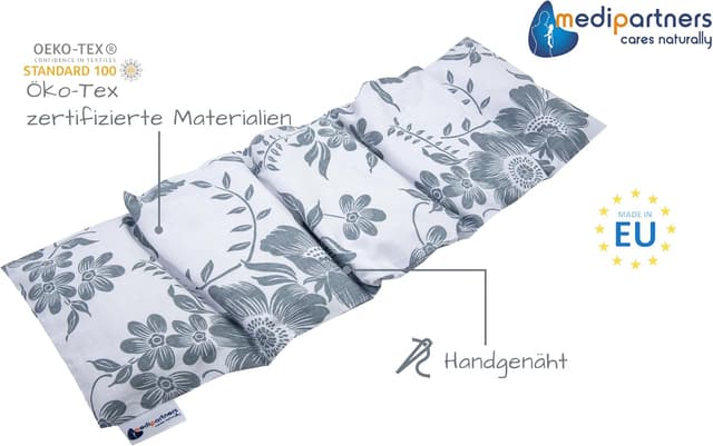 Detalle 2 de Medi Partners Kirschkernkissen (Mikrowelle), Wärmekissen 60x20 cm, ca. 800 g, 5 Kammern, 100% Baumwolle