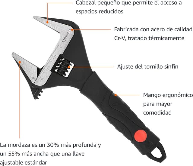 Thumbnail 2 de Amazon Basics Llave ajustable para fontanería 16,1 cm 🛠