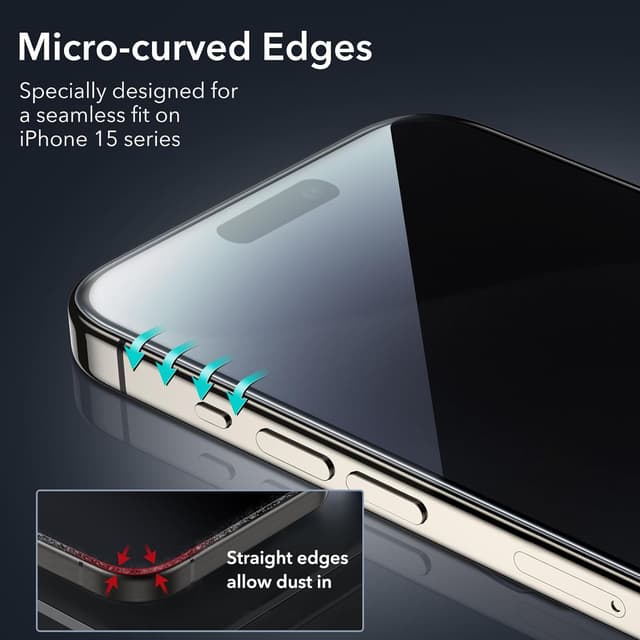 Thumbnail 2 de ESR iPhone 15 Pro Max Privacy Screen Protector (3-pack) with anti-spy tempered glass