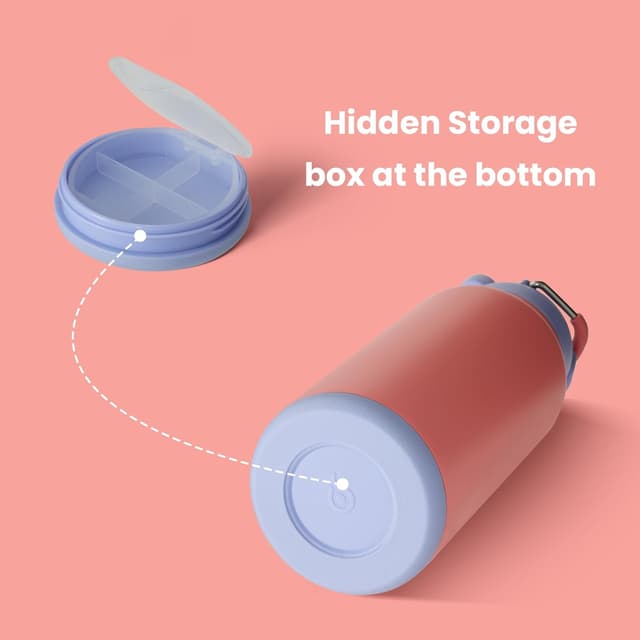 Detalle 2 de bottlebottle BOTTLE BOTTLE Edelstahl-Trinkflasche 1L mit Strohhalm & Pillenfach (Lavender Dream)