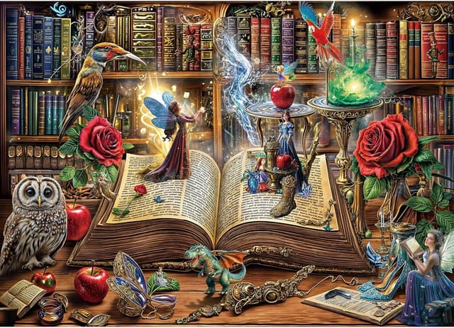 Detalle de Fantasy Secrets: Zauberbuch Puzzle mit 1000 Teilen (70 x 50 cm) – für Erwachsene und die ganze Familie