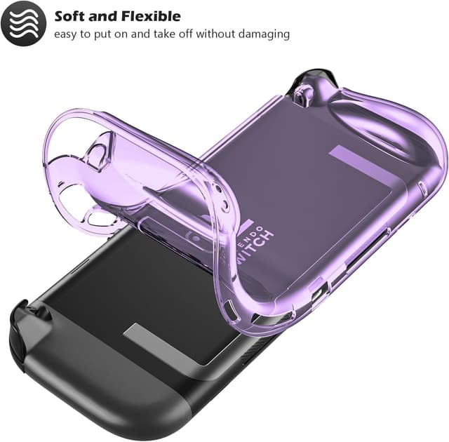 Detalle de ProCase Protective Case for Nintendo Switch 2 (2025) with Ergonomic Grip – Transparent Purple Soft TPU Cover