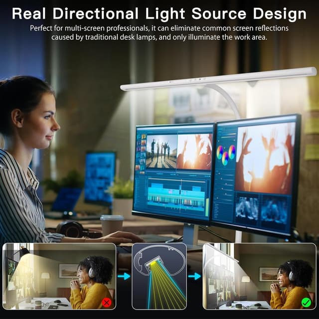 Detalle de EYOCEAN Schreibtischlampe LED mit Gestensteuerung & Fernbedienung, 24W, 80 cm, dimmbar (Weiß)