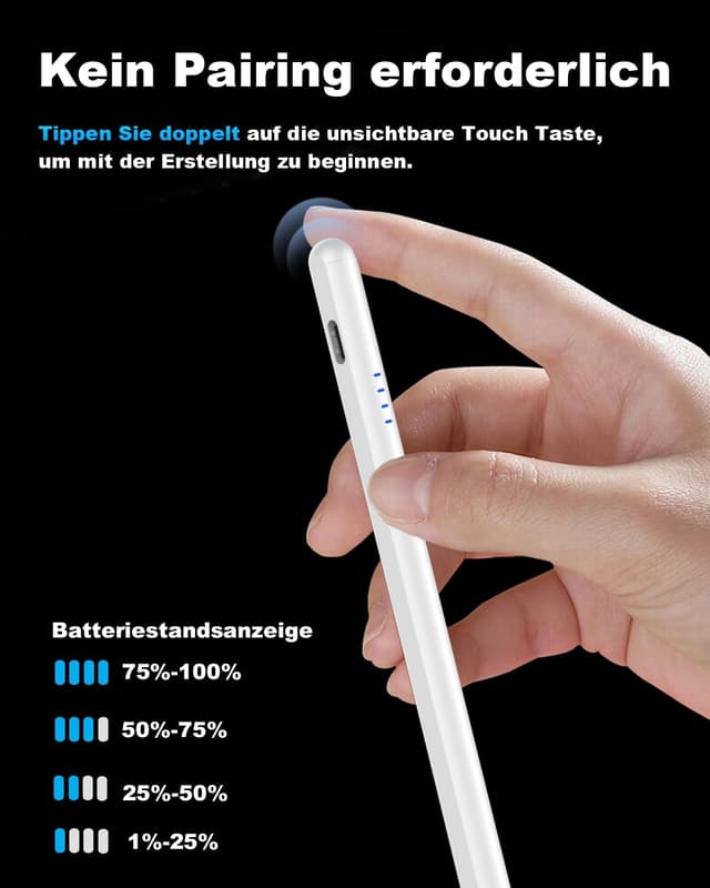 Detalle 2 de DOGAIN Stift für iPad 2018–2025 2× Schnellladung