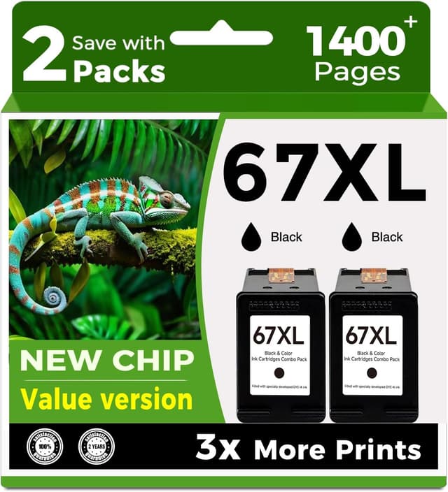 Detalle de 67XL Black Ink Cartridges (2-Pack) Replacement for HP 67XL Printers
