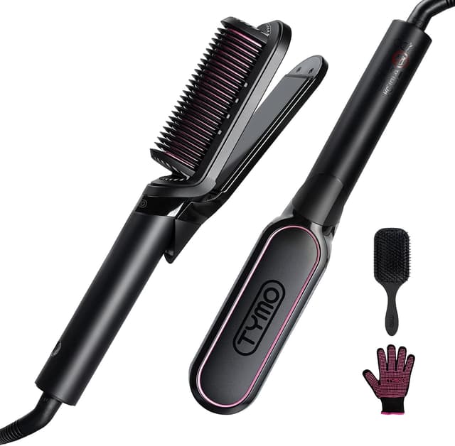 Detalle de TYMO Haarglätterbürste FLIPRO 2-in-1: Glätten & Locken mit Ionen-/Keratin-Glättbürste