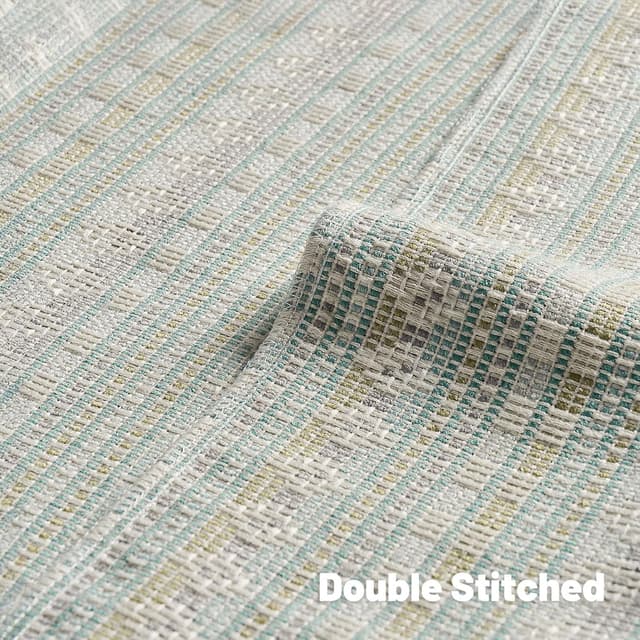 Detalle de Ystyle Housse de coussin 45x45 (lot de 2) en chenille à rayures champêtre, bleu-vert