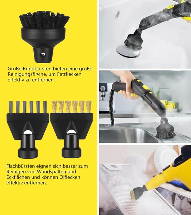 Detalle 2 de ZHEHNSA 14-teiliges Zubehör-Set für Kärcher Dampfreiniger der Serien SC1–SC5 inkl. Verlängerungs- und gebogener Düse, Rundbürste & Fugendüse