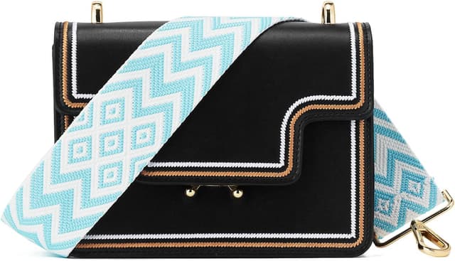 Detalle de Wide Shoulder Strap Adjustable Replacement Belt (5cm) Prismatic Canvas Crossbody Strap with Light Gold Hardware