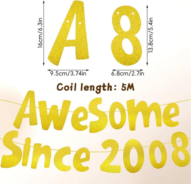 Thumbnail 1 de Lanstorm 18th Birthday Banner Gold Glitter