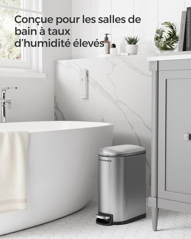 Detalle de SONGMICS LTB10NL poubelle salle de bain 10 L