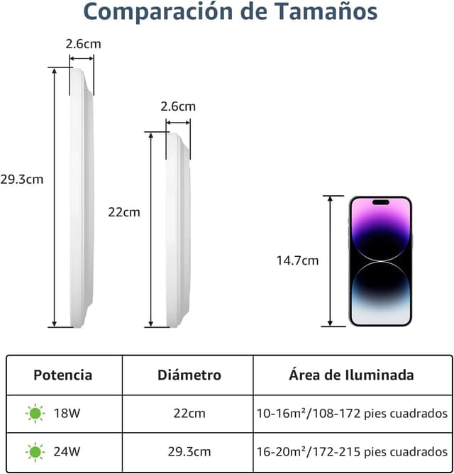 Thumbnail 6 de Lepro Lámpara LED Techo 18W Ø22cm