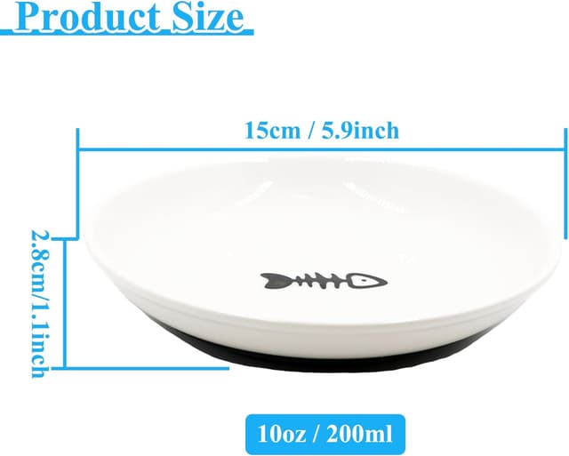 Detalle 2 de CiciIng Katzennapf Flach aus Keramik mit rutschfestem Silikonboden (Fishbone-Muster)