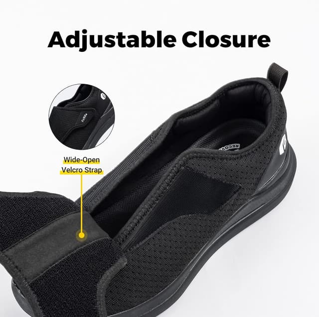 Detalle de FitVille Mens Extra Wide Fit Diabetic Shoes – Easy Slip-On Adjustable Orthopedic Slippers for Swollen Feet