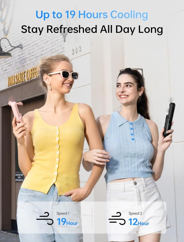 Detalle de JISULIFE Mini Handventilator 3‑in‑1 mit USB-Ladung, Powerbank & Taschenlampe