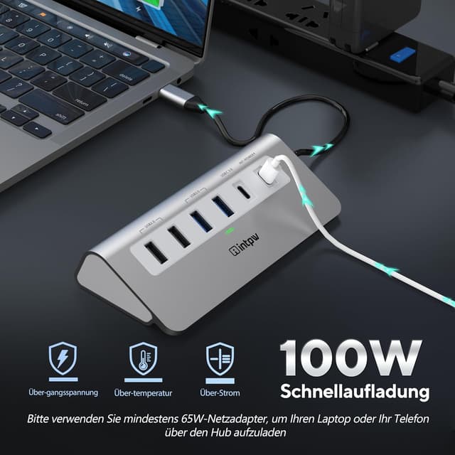 Detalle 2 de intpw P9 USB Hub 100W Ladehub