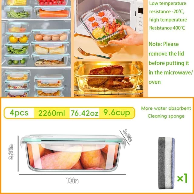 Thumbnail 1 de ERUIV Boîte de conservation verre 4 pièces 2260 ml ⚙