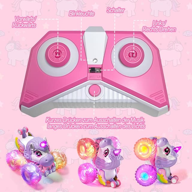 Thumbnail 6 de Ferngesteuertes Einhorn-Monstertruck Auto für Mädchen (ab 3 Jahren), 1/20 mit 360°-Drehung, Musik & Licht, 2,4 GHz