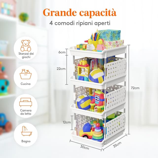 Thumbnail 2 de Lifewit Cassetti Impilabili 35 x 30 x 72 cm