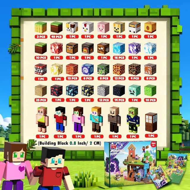 Detalle de Annexfun 210PCS Magnetic Blocks Set with 6 Action Figures (Ages 6+) — STEM Creative Building Play Set