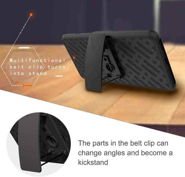 Detalle de Ailiber iPhone 16e Belt Clip Case Holster with Screen Protector (Swivel Kickstand, Black)