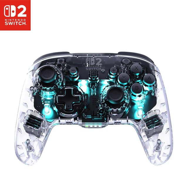 Detalle de Turtle Beach Afterglow Transparent Kabelloser RGB-Gaming-Controller (offiziell für Nintendo Switch 2) mit TMR-Thumbsticks