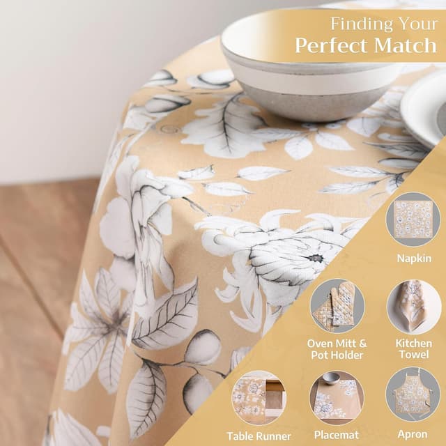 Detalle de Maison d’ Hermine 100% Cotton Round Table Cloth (69-inch) for Fall, Thanksgiving, and Christmas Decor