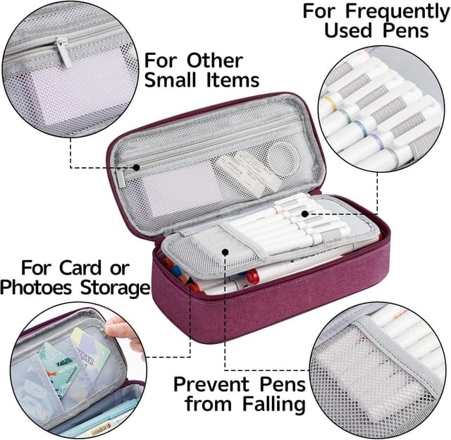 Detalle 2 de WEMATE Federmäppchen 80 Stifte, lila rot