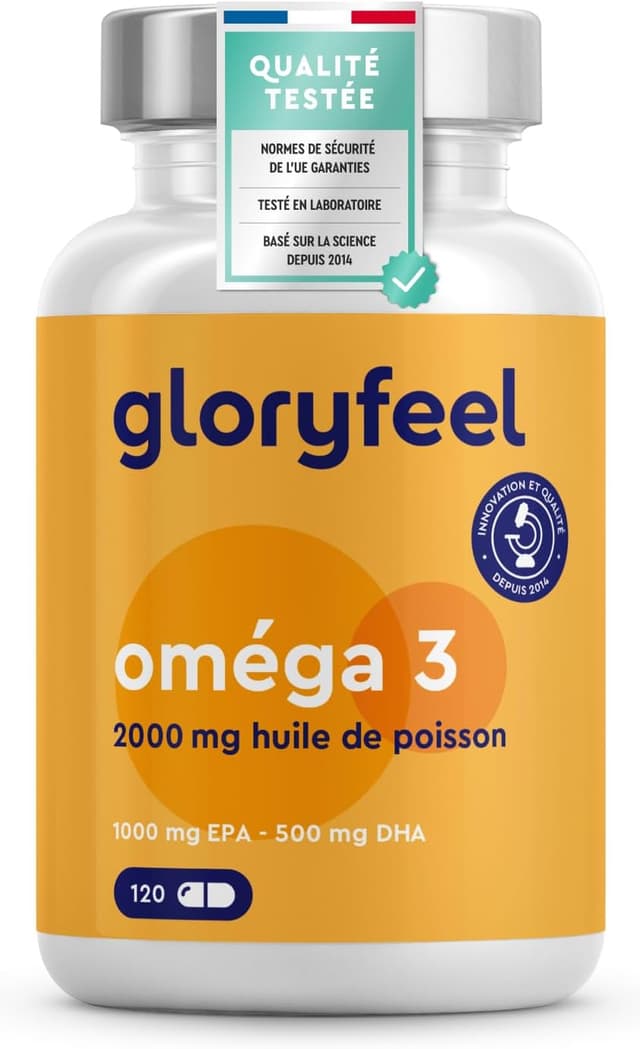 Detalle de Omega 3 2000 mg Huile de poisson sauvage (rTG) – 1000 mg EPA + 500 mg DHA, 120 gélules