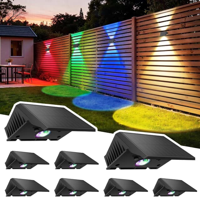 Detalle de Delaiglow Set di 8 lampade solari da esterno Up & Down impermeabili IP67 con RGB e bianco caldo