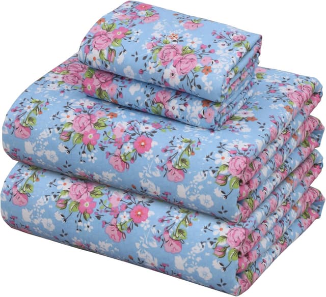 Detalle de ZOYER King Size 100% Cotton Double Brushed Flannel Sheets Set (4-Piece) with Deep 16-Inch Pockets