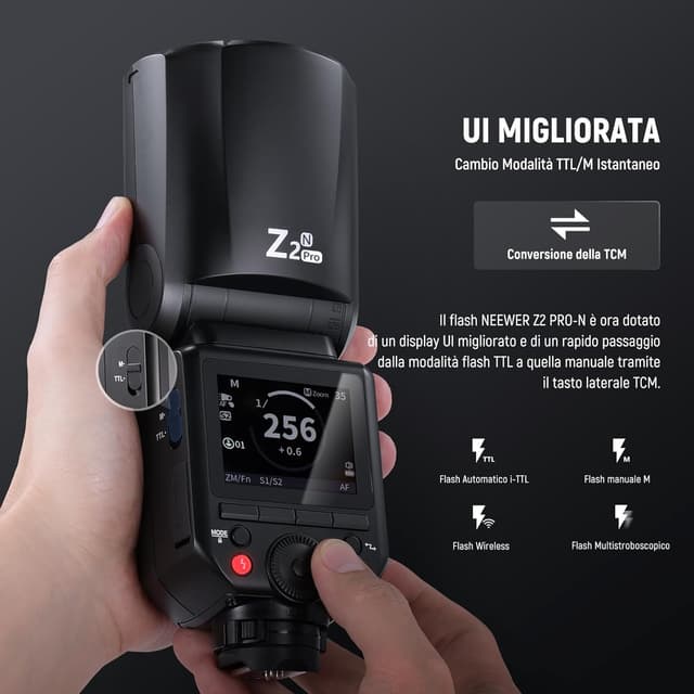 Detalle 2 de NEEWER Z2PRO-N flash speedlite 76Ws TTL