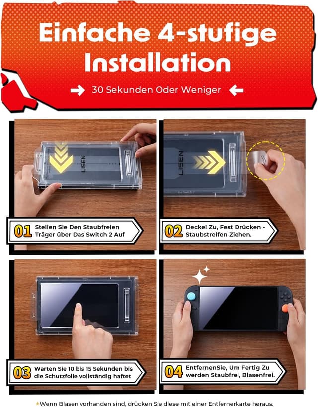 Detalle 2 de LISEN Panzerglas für Nintendo Switch 2 – 2 Stück