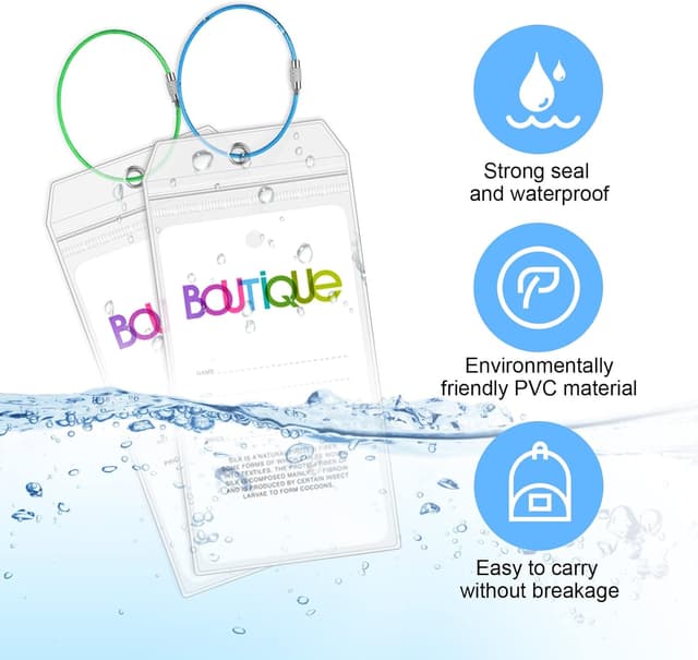 Detalle de Vicloon Porta etichette per valigia da crociera: 6 pezzi in PVC impermeabile con portatarghe trasparente