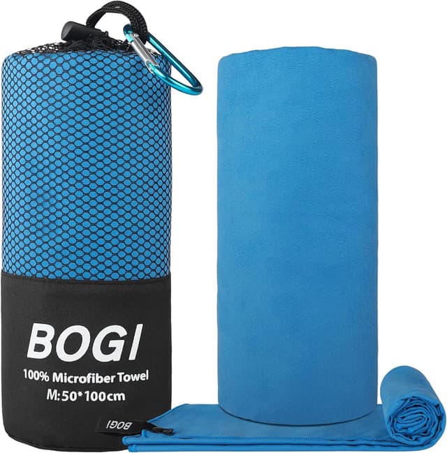 Detalle 2 de BOGI Microfibre Quick Dry Gym Towel (100cm x 50cm) – Soft, Lightweight & Super Absorbent (Blue)